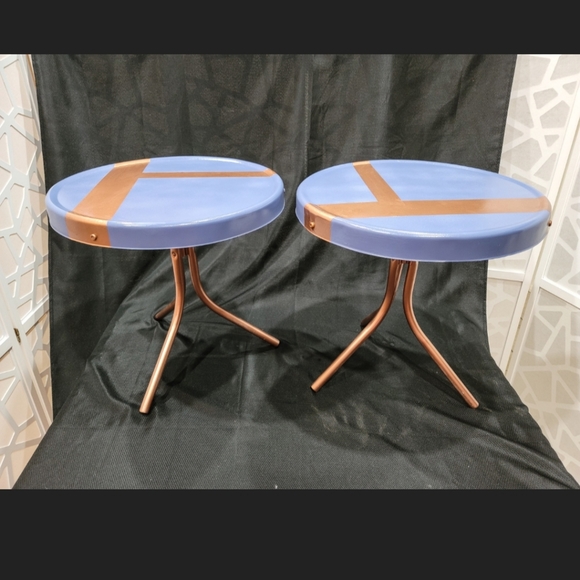 2 Painted Side Tables, Indoor/Outdoor, Patio, MCM - Mid Century Modern - Picture 1 of 9